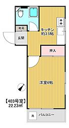 ビジョンコーポ 4階1Kの間取り