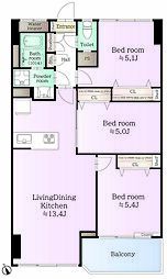 小栗原住宅3号棟 3LDKの間取図画像