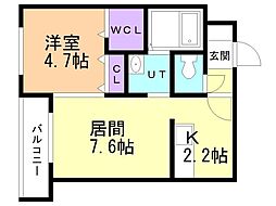 Ｃｏｚｙ　Ｐｌａｃｅ琴似 1階1LDKの間取り
