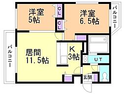 カプチーノ 2LDKの間取図画像