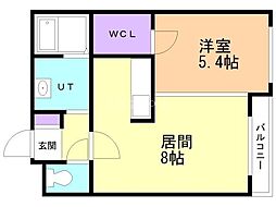 AC手稲壱番館 1LDKの間取図画像