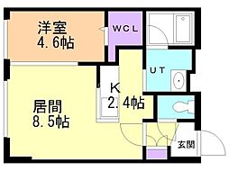 Villa41KOTONISAPPORO 1LDKの間取図画像