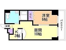 クレア西野 1LDKの間取図画像