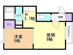 野村ハイツ 1LDKの間取図画像