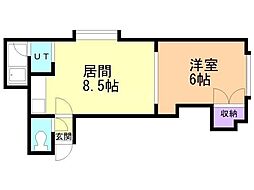 さっけんパレスA 1LDKの間取図画像