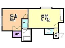 グリーングラス西宮の沢 1LDKの間取図画像
