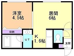 リーフコート24軒 1DKの間取図画像