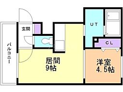エトワール山の手通り 1LDKの間取図画像