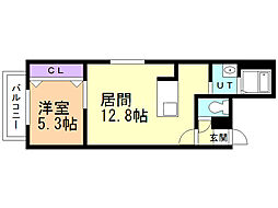 ルーミスト八軒東 1LDKの間取図画像