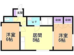 ノースランド発寒中央 2DKの間取図画像