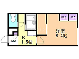 レオパレスエクセル 1Kの間取図画像
