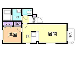 マンションむらかみ8 1LDKの間取図画像