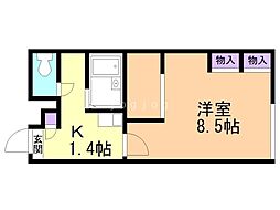 レオパレススカーレット 1Kの間取図画像