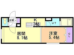 グランメール24-A 1LDKの間取図画像