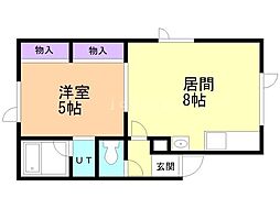 グリーンパレス山の手 1LDKの間取図画像