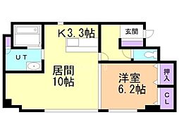 発寒サーティス1番館 1LDKの間取図画像