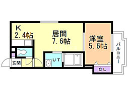 キララ 1LDKの間取図画像