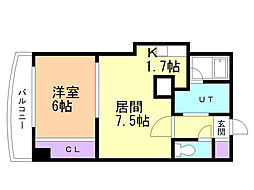 ハーモニー宮丘 1LDKの間取図画像