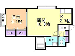 PREVAIL24 1LDKの間取図画像