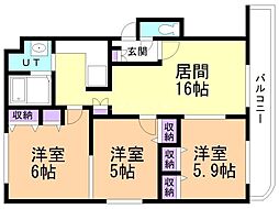 オリジン 3LDKの間取図画像
