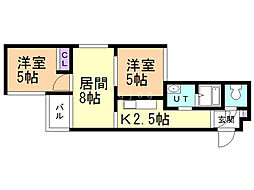 松原コート4 2LDKの間取図画像