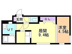 INFINITY琴似 1LDKの間取図画像