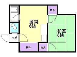 グリーンハウス 1DKの間取図画像