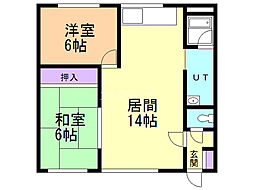 コーポ尾池B 2LDKの間取図画像