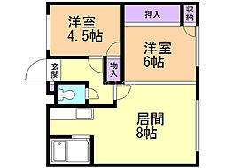 マクセル西野 2LDKの間取図画像