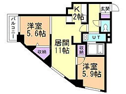 メゾン西宮の沢61 2LDKの間取図画像