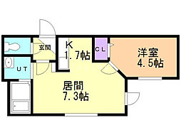 クルタ発寒南 1LDKの間取図画像