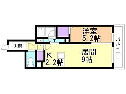ピオネロ琴似 1LDKの間取図画像