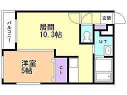 メゾンクー・ドゥ・クール3 1LDKの間取図画像