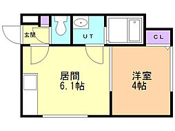 リリーベル琴似 1DKの間取図画像