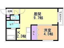 プロスペリティ手稲 1LDKの間取図画像