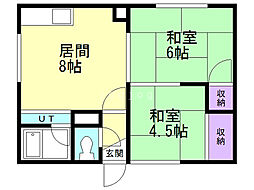 コーポ広樹 2DKの間取図画像