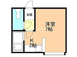 シティーハイム八軒B ワンルームの間取図画像