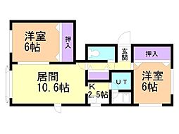 ティエラ西野 2LDKの間取図画像
