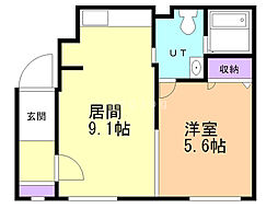 PRESENCE発寒南2 1LDKの間取図画像