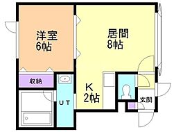 ハミール富丘1・3 1LDKの間取図画像
