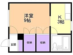 チェリステイネ 1Kの間取図画像