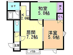ファミール富丘 2LDKの間取図画像