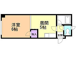 パレス発寒南 1DKの間取図画像