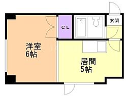 Ｇｌａｎｚ南平岸 3階1DKの間取り