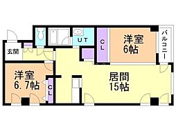 土屋ビル藻岩 2LDKの間取図画像