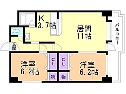 ハイツサン 2LDKの間取図画像