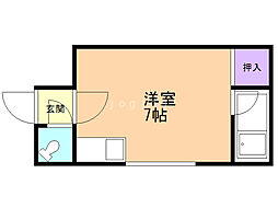 デイリーハットI 1階ワンルームの間取り