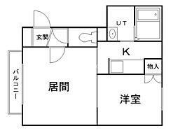 ヴェルパルク8・2 1階1LDKの間取り