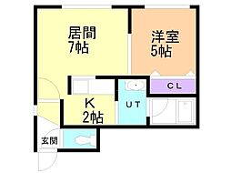 クレインコート1 1LDKの間取図画像