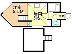 シャトー中の島 1DKの間取図画像